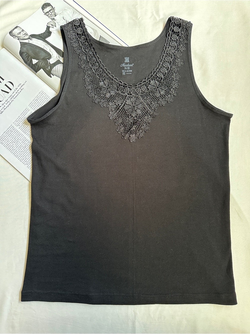 3/50$Black Women's Lace-Trim Tank Top - Picture 13 of 13